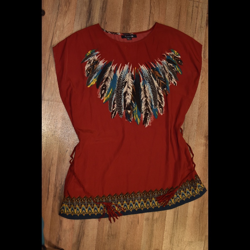 Forever 21 | Red Feather Print Tunic